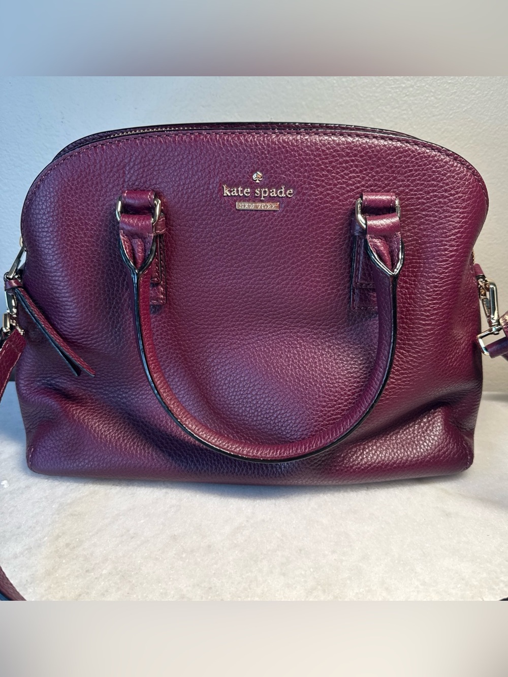Kate Spade Cameron Street Lottie Satchel in Plum/Wine Leather
